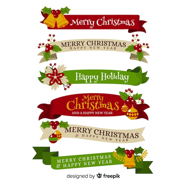 Download Free Vector Flat Design Christmas Ribbon Collection SVG Cut Files