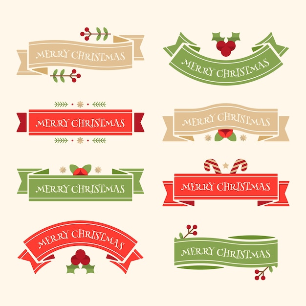 Download Flat design christmas ribbon collection Vector | Free Download