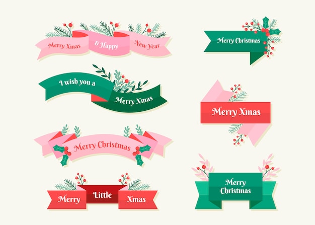 Free Vector | Flat design christmas ribbon collection