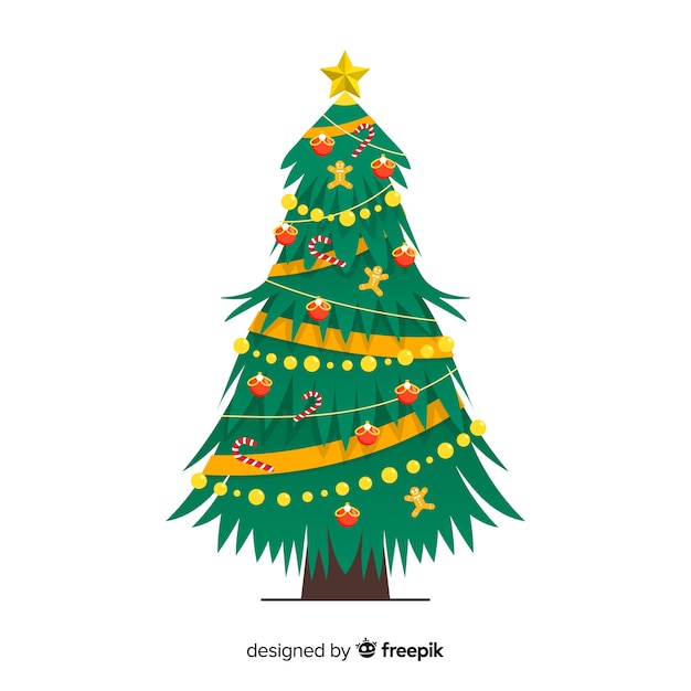 Free Vector Flat Design Christmas Tree Concept