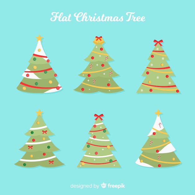 Free Vector Flat Design Christmas Tree Set