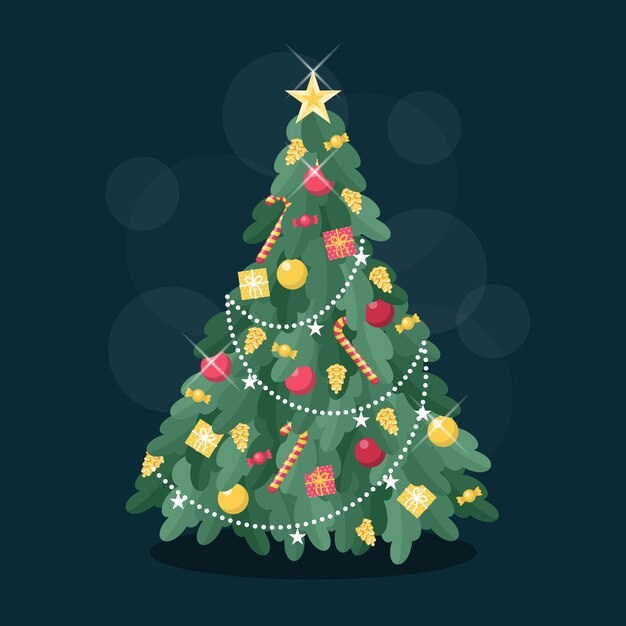 Premium Vector Flat Design Christmas Tree