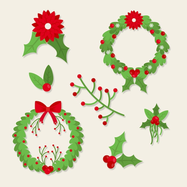 Download Flat design christmas wreath collection Vector | Free Download