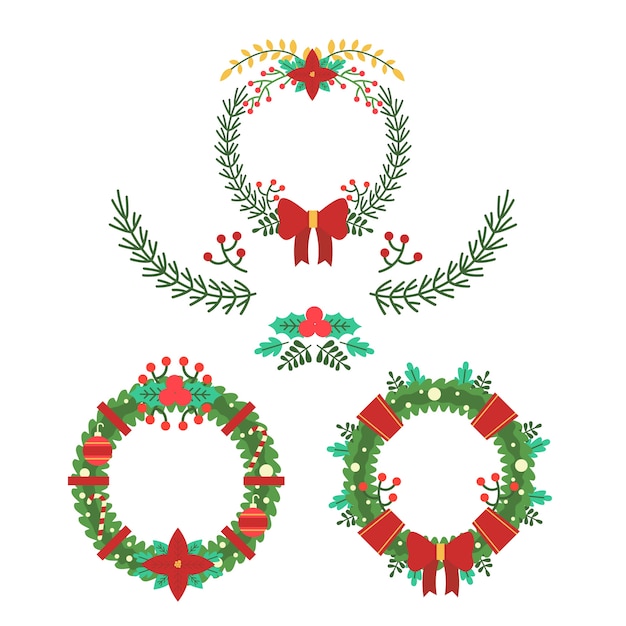 Download Flat design christmas wreath collection Vector | Free Download