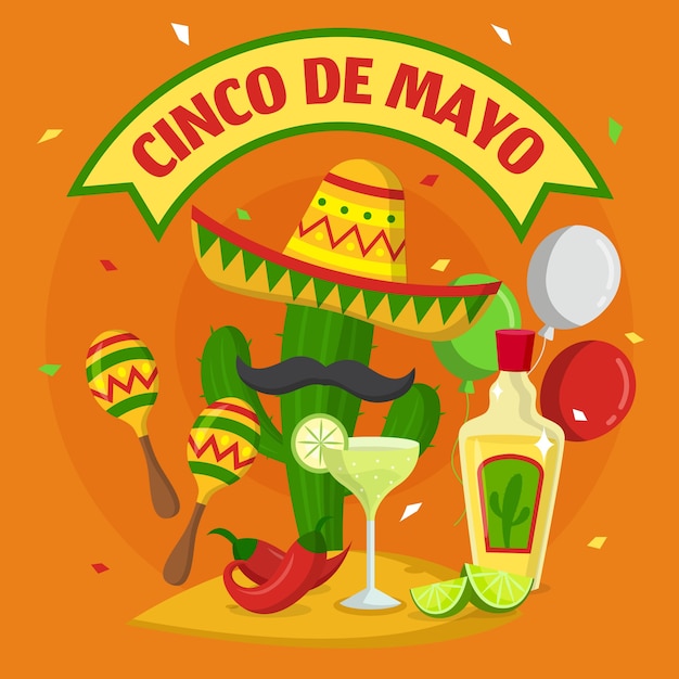 Flat design cinco de mayo background | Free Vector