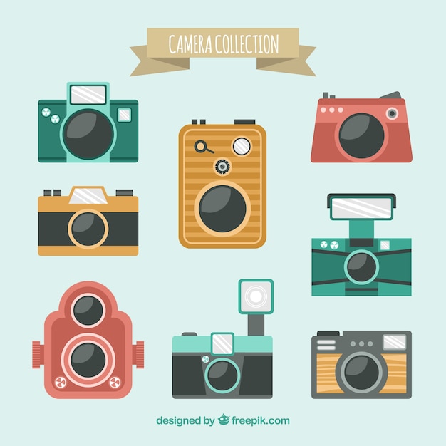 Free Vector Flat Design Colorful Camera Collection