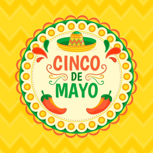 Flat design colorful cinco de mayo theme | Free Vector