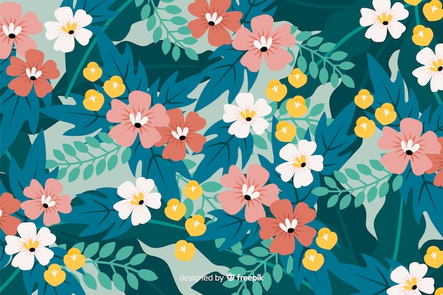 Flat design colorful floral background Free Vector