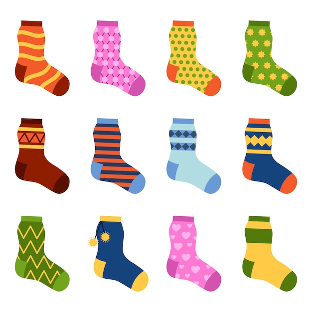 Premium Vector | Flat design colorful socks set vector illustration.