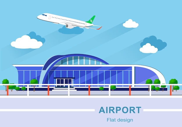 Premium Vector | Flat design concept of detailed airport building with ...