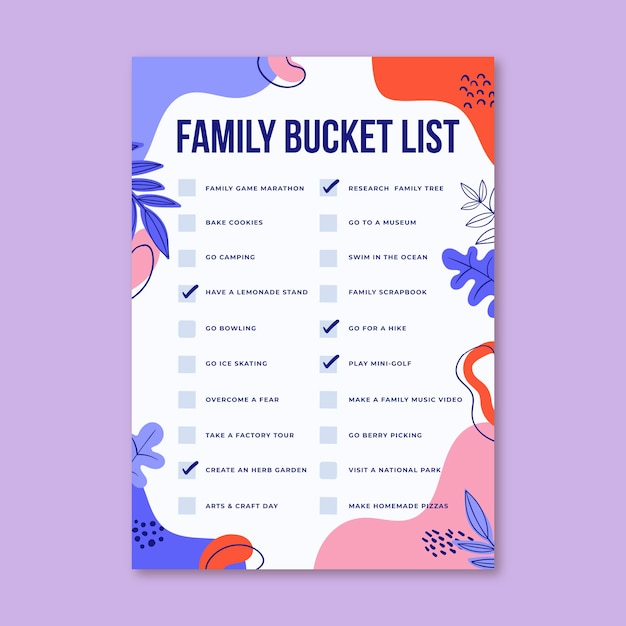 Free Vector | Flat Design Creative Family Bucket List