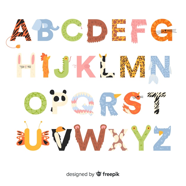 Free Vector Flat Design Cute Animals Alphabet
