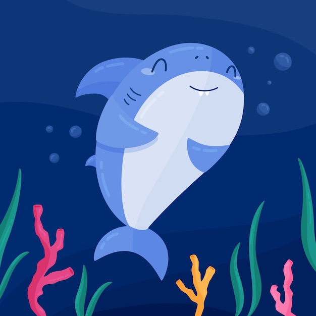 Download Flat design cute baby shark | Free Vector