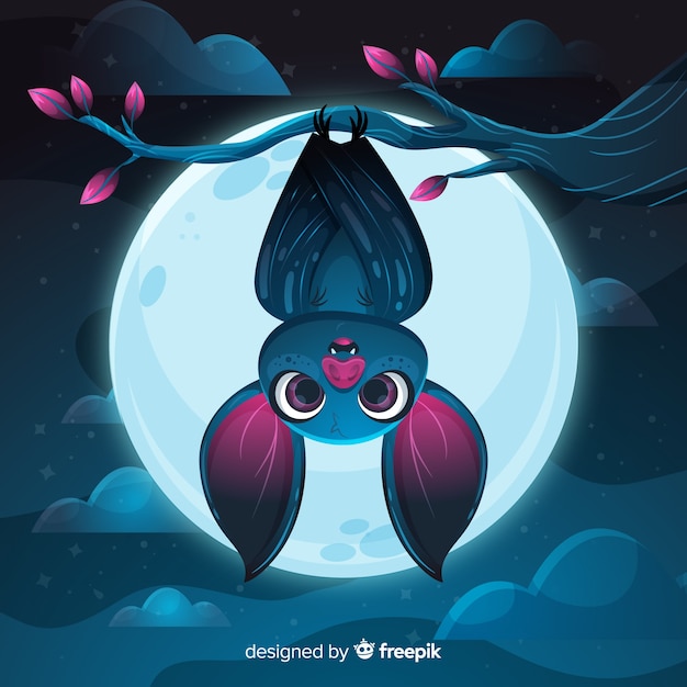 Download Flat design of cute halloween bat Vector | Free Download