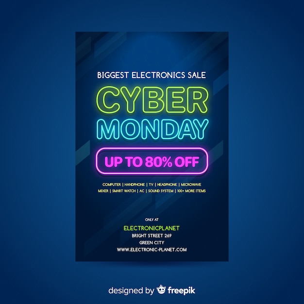 Free Vector Flat Design Cyber Monday Flyer Template