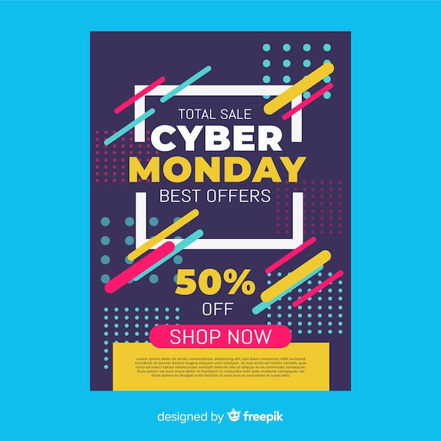 Free Vector | Flat design cyber monday flyer template