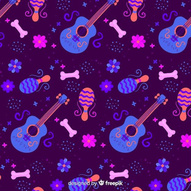 Flat design day of the dead pattern Free Vector