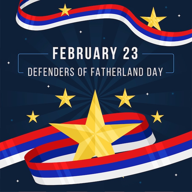 Free Vector | Flat design defender of the fatherland day and flag