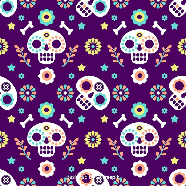 Flat design día de muertos pattern Free Vector