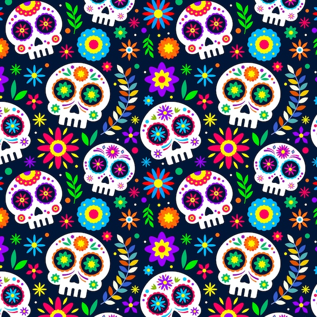 Free Vector Flat design día de muertos pattern