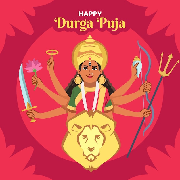 Free Vector | Flat design durga puja concept