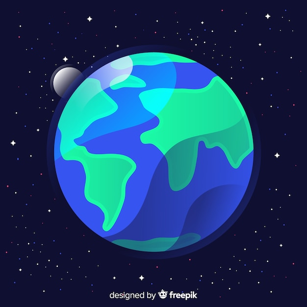 Download Flat design of earth in space Vector | Free Download