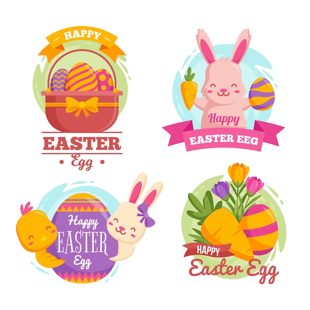 Free Vector | Flat design easter day badge collection