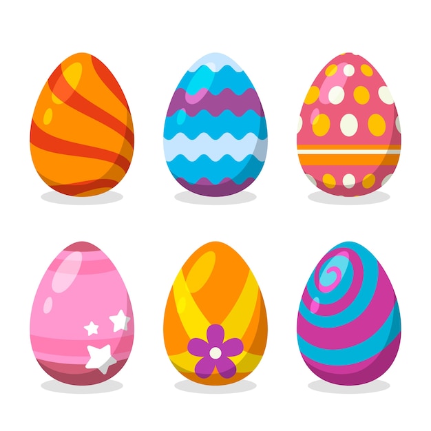 Flat Design Easter Day Egg Collection Theme Free Vector