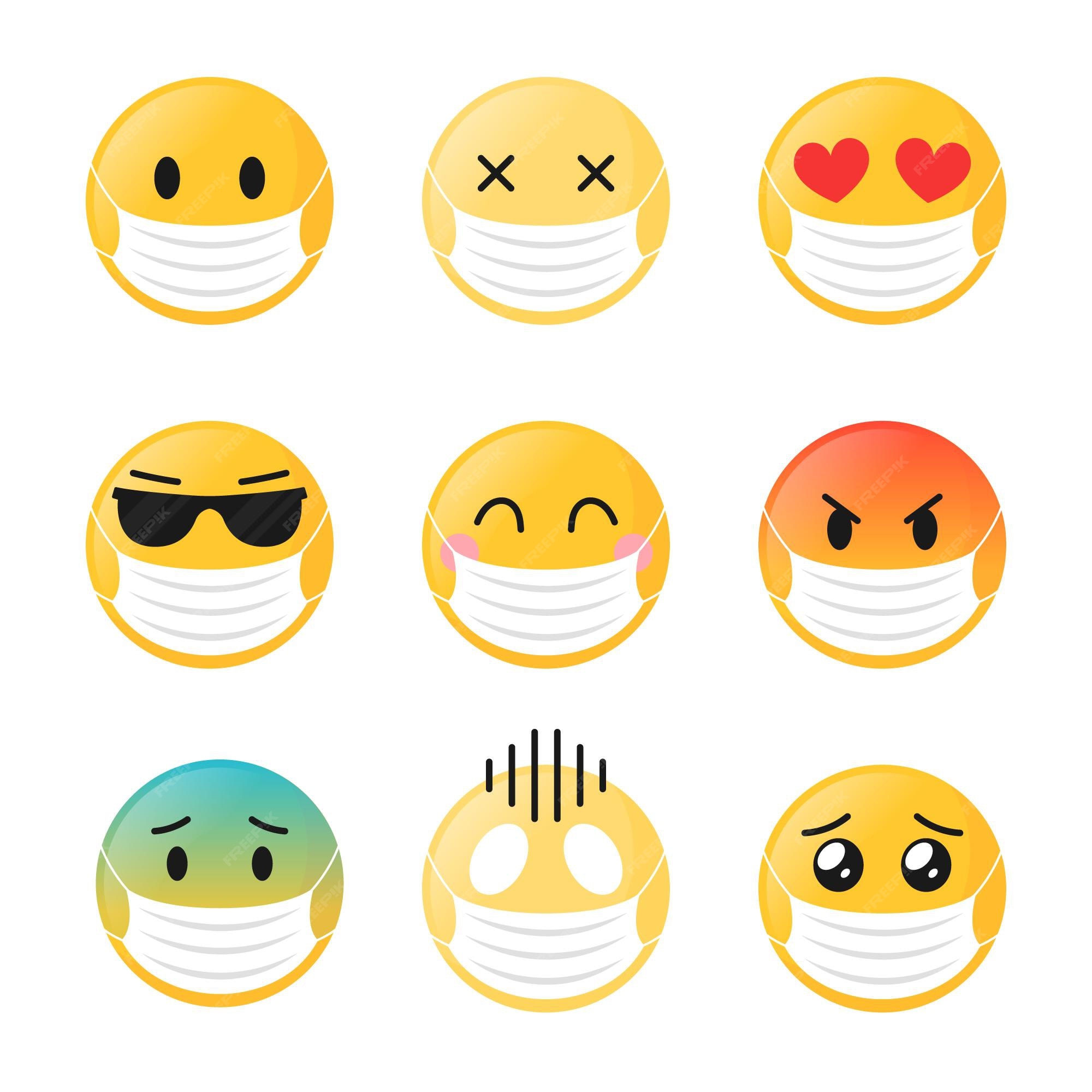 Free Vector | Flat design emoji with face mask pack