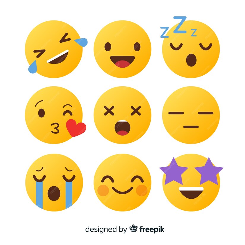 Premium Vector Flat Design Emoticon Reaction Collection