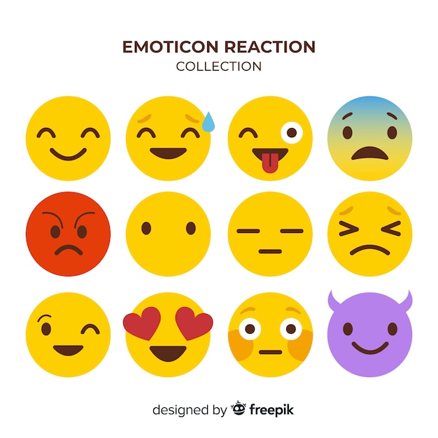 Download Premium Vector | Flat design emoticon reaction collection