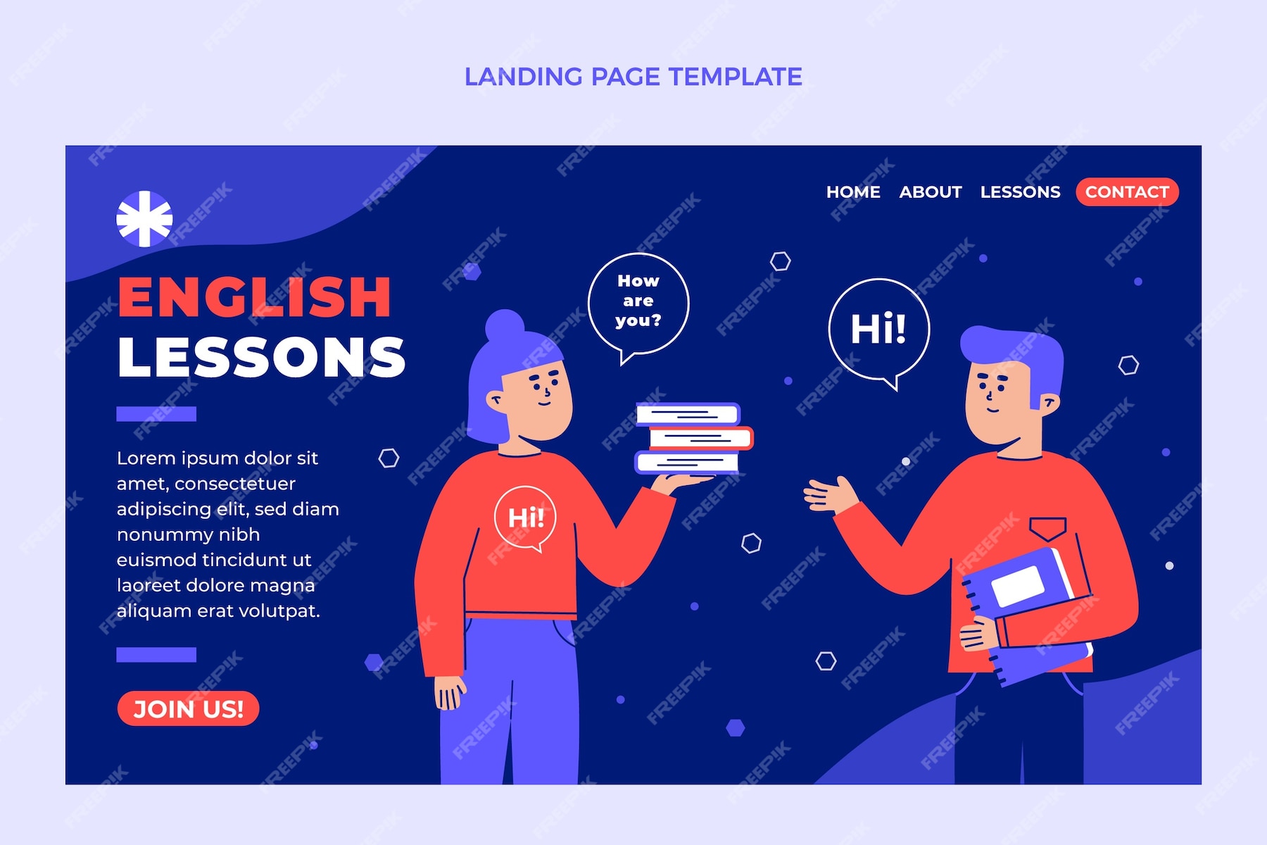 free-vector-flat-design-english-lessons-homepage