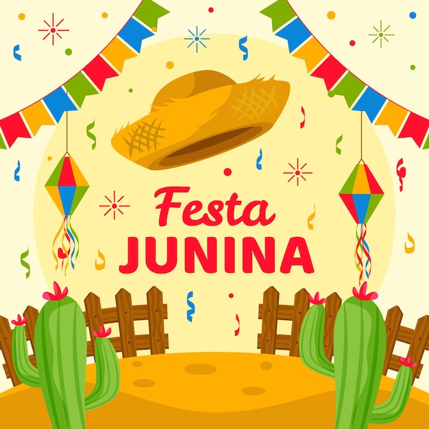 Premium Vector | Flat design festa junina party with garlands