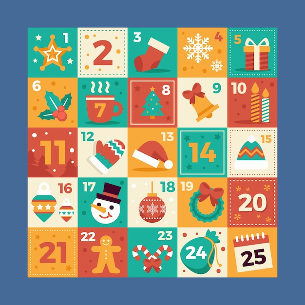 Free Vector Flat design festive advent calendar