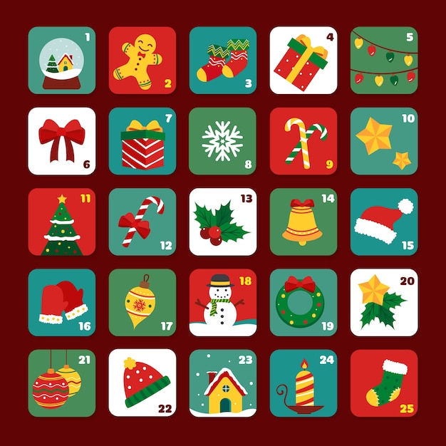 Free Vector Flat Design Festive Advent Calendar