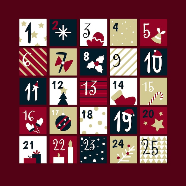 Flat design festive advent calendar Vector | Free Download