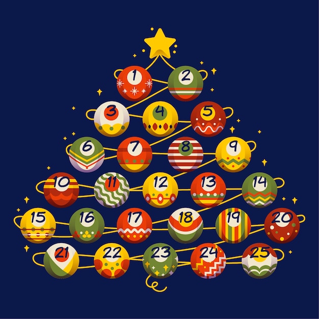 Flat design festive advent calendar Free Vector