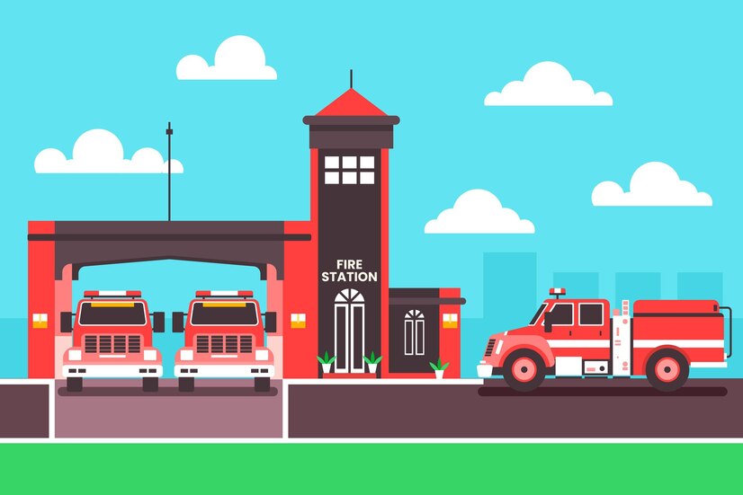 Premium Vector | Flat design fire station