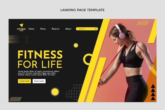 Free Vector Flat Design Fitness Landing Page