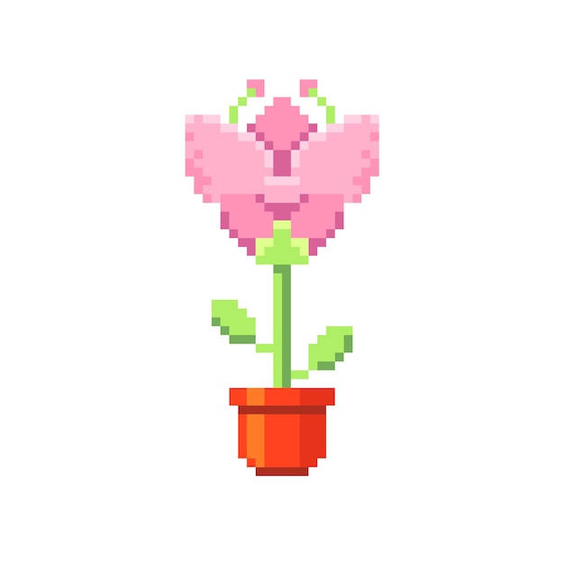 Free Vector | Flat design flower pixel art illustration