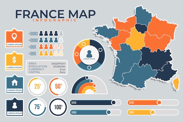 Free Vector | Flat design france map infographic
