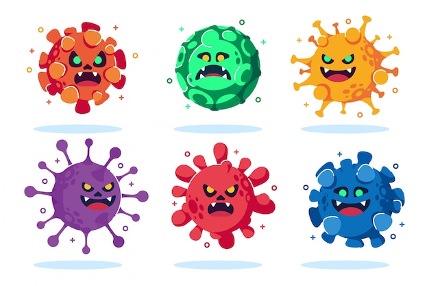 Premium Vector | Flat design funny virus character collection