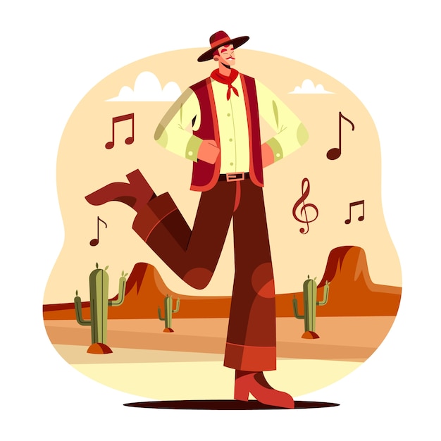 Free Vector Flat Design Gaucho Character Dancing Illustration