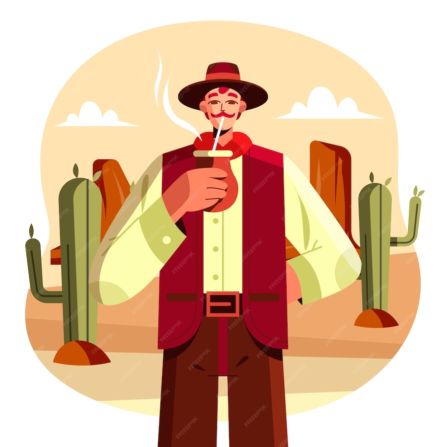 Free Vector | Flat design gaucho drinking mate illustration