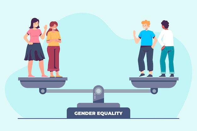 Flat design gender equality illustartion with man and woman Free Vector
