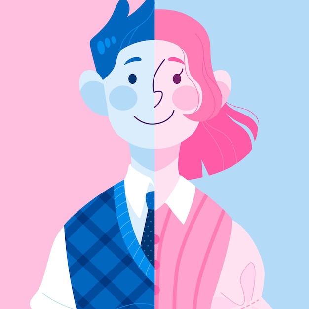 Flat Design Gender Identity Concept Illustration With Man
