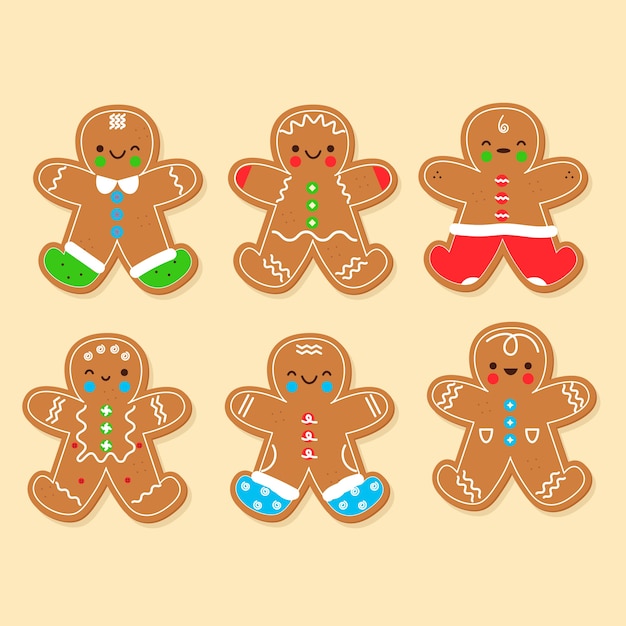 Free Vector | Flat design gingerbread man cookie collection