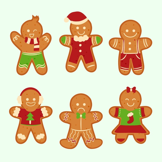 Free Vector | Flat design gingerbread man cookie collection