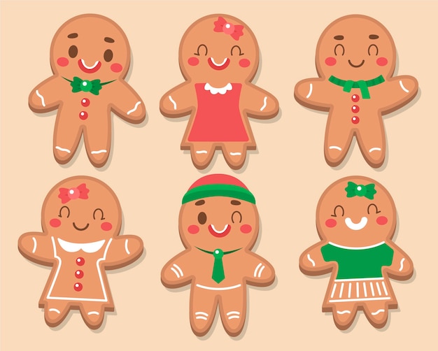 Free Vector | Flat design gingerbread man cookie collection