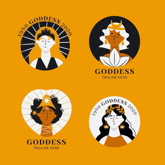 Premium Vector | Flat design goddess logo collection